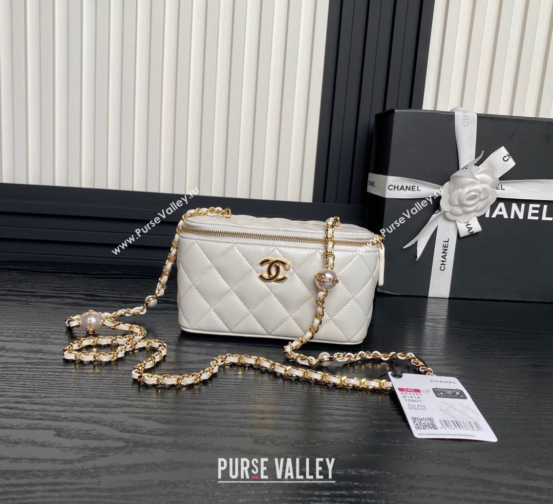 Chanel Lambskin Clutch with Chain and Pearls AP4285 White 2024 (yezi-241106121)