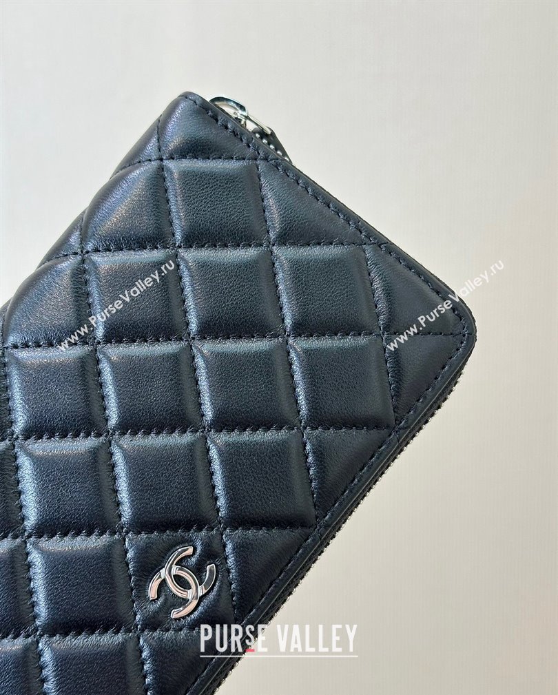 Chanel Lambskin Zip Wallet Black/Silver 2024 50097 (ssz-241106086)