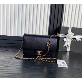 Chanel Grained Shiny Calfskin Small Flap Bag with Chain AS5186 Black 2024 (yezi-241106074)