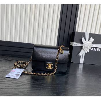 Chanel Grained Shiny Calfskin Mini Flap Bag with Chain AS5218 Black 2024 (yezi-241106078)