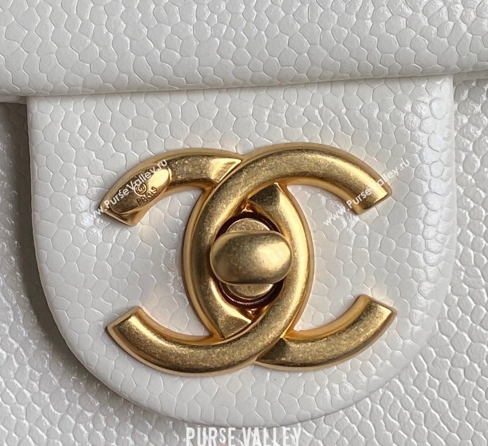 Chanel Grained Shiny Calfskin Mini Flap Bag with Chain AS5218 White 2024 (yezi-241106079)