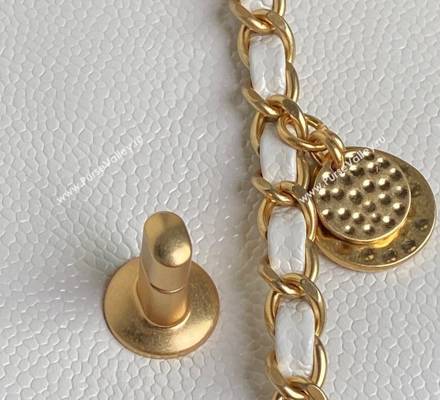 Chanel Grained Shiny Calfskin Mini Flap Bag with Chain AS5218 White 2024 (yezi-241106079)