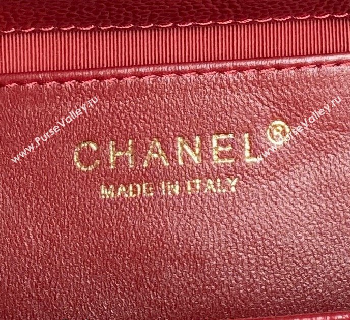 Chanel Grained Shiny Calfskin Mini Flap Bag with Chain AS5218 Red 2024 (yezi-241106080)