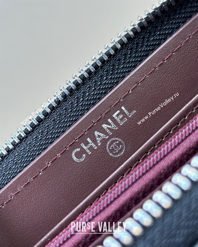 Chanel Lambskin Zip Wallet Black/Silver 2024 50097 (ssz-241106086)