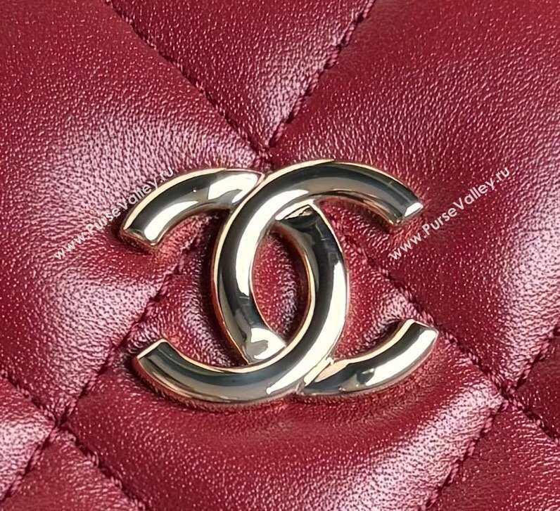 Chanel Quilted Lambskin Small Box Bag Burgundy 2024 AS5167 (yezi-241107003)