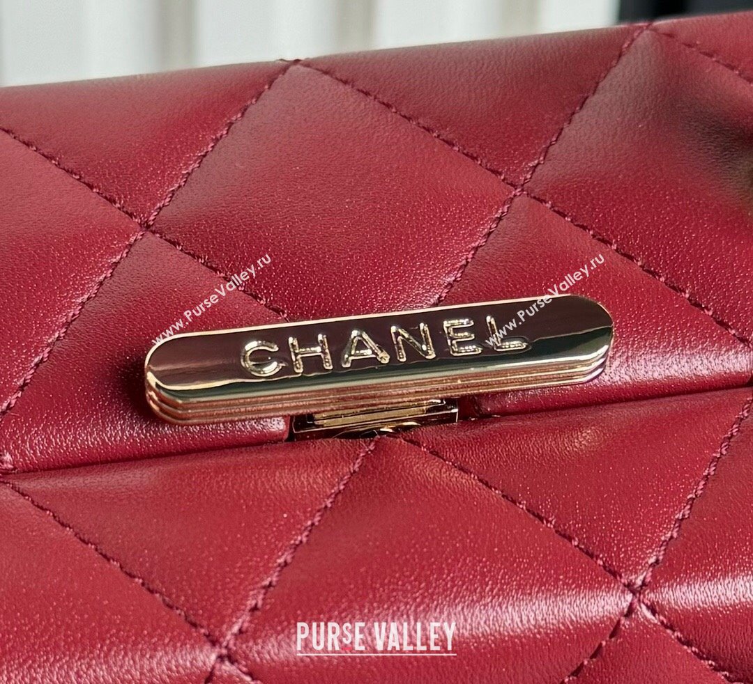 Chanel Quilted Lambskin Small Box Bag Burgundy 2024 AS5167 (yezi-241107003)