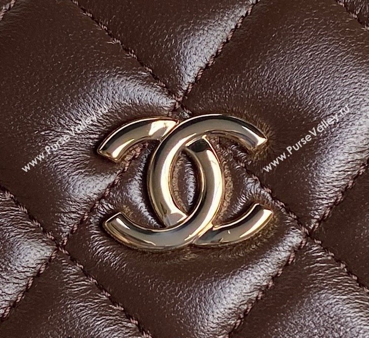 Chanel Quilted Lambskin Small Box Bag Dark Brown 2024 AS5167 (yezi-241107004)