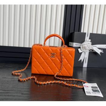 Chanel Quilted Lambskin Small Box Bag Orange 2024 AS5167 (yezi-241107005)