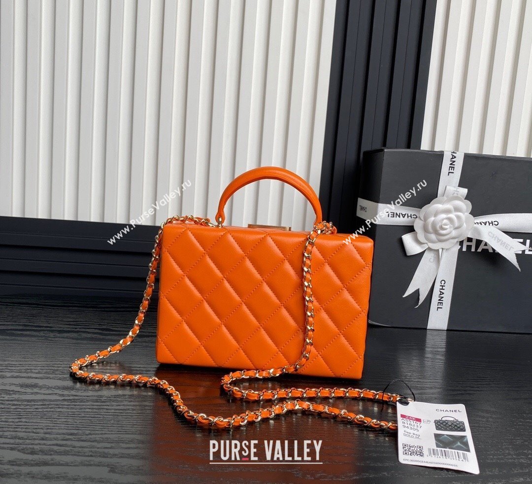 Chanel Quilted Lambskin Small Box Bag Orange 2024 AS5167 (yezi-241107005)