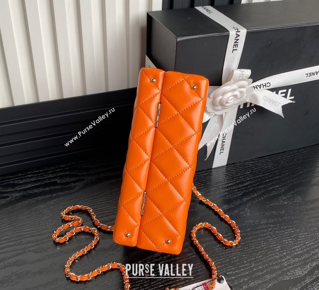 Chanel Quilted Lambskin Small Box Bag Orange 2024 AS5167 (yezi-241107005)