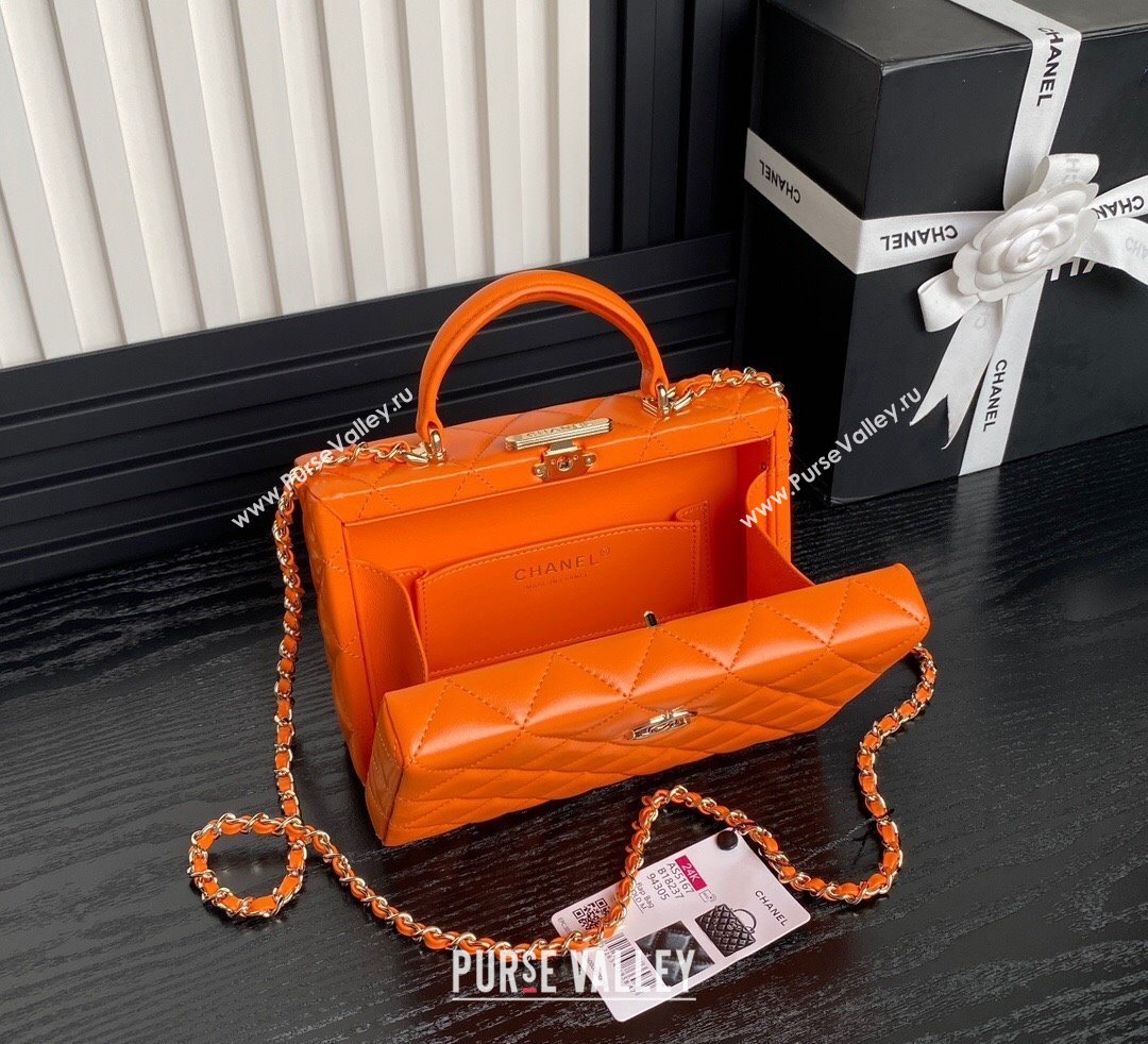 Chanel Quilted Lambskin Small Box Bag Orange 2024 AS5167 (yezi-241107005)