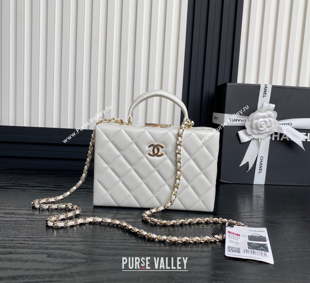 Chanel Quilted Lambskin Small Box Bag White 2024 AS5167 (yezi-241107006)