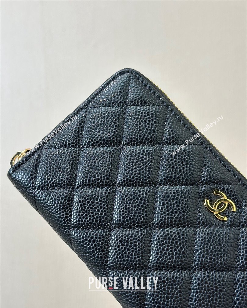 Chanel Grained Calfskin Zip Wallet Black/Gold 2024 50097 (ssz-241106088)