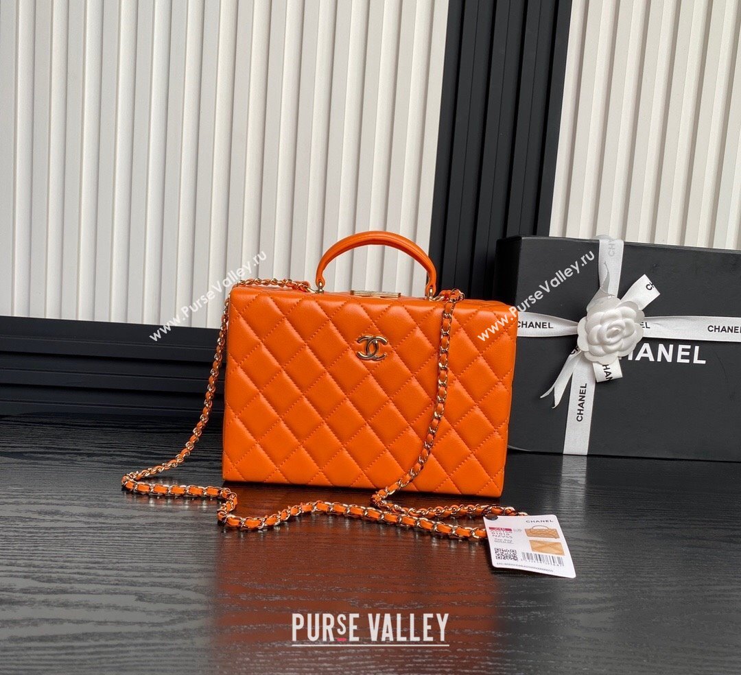 Chanel Quilted Lambskin Box Bag Orange 2024 AS5168 (yezi-241107008)