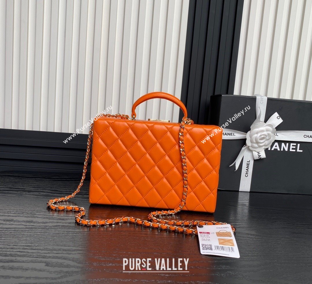 Chanel Quilted Lambskin Box Bag Orange 2024 AS5168 (yezi-241107008)