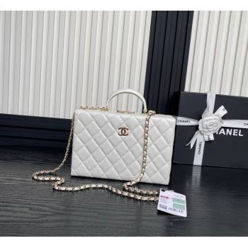 Chanel Quilted Lambskin Box Bag White 2024 AS5168 (yezi-241107009)