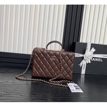 Chanel Quilted Lambskin Box Bag Brown 2024 AS5168 (yezi-241107011)