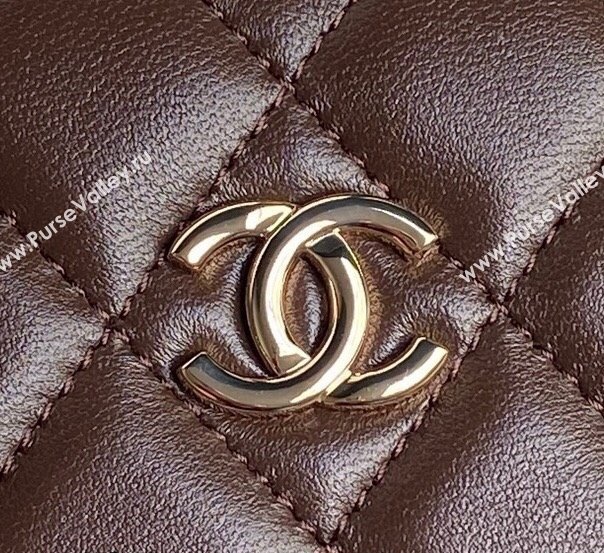 Chanel Quilted Lambskin Box Bag Brown 2024 AS5168 (yezi-241107011)