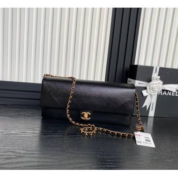 Chanel Grained Shiny Calfskin Maxi Clutch Bag with Chain AS5182 Black 2024 (yezi-241106082)