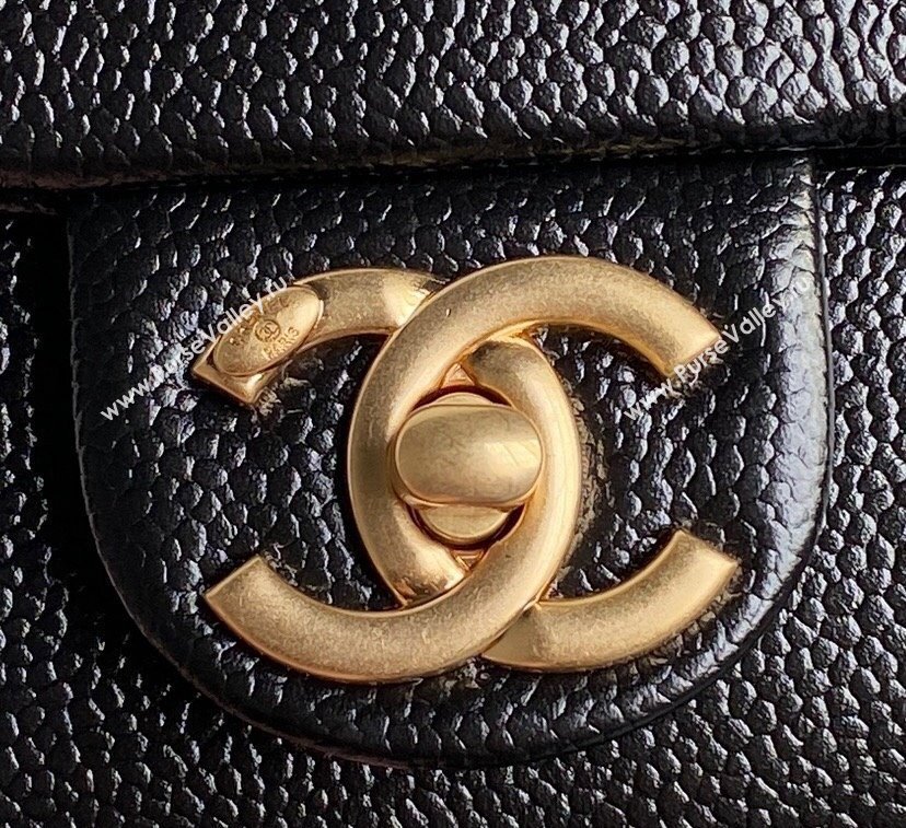 Chanel Grained Shiny Calfskin Maxi Clutch Bag with Chain AS5182 Black 2024 (yezi-241106082)