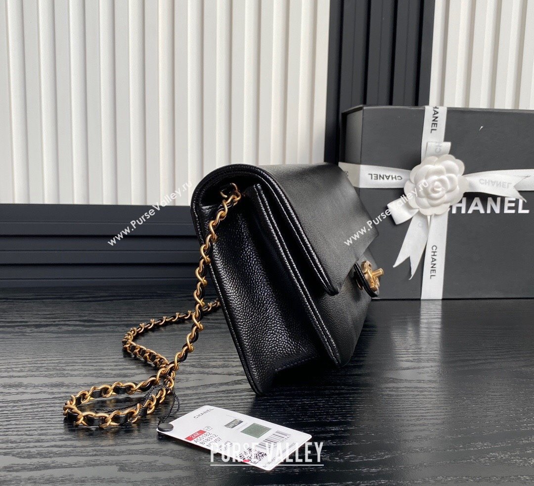 Chanel Grained Shiny Calfskin Maxi Clutch Bag with Chain AS5182 Black 2024 (yezi-241106082)