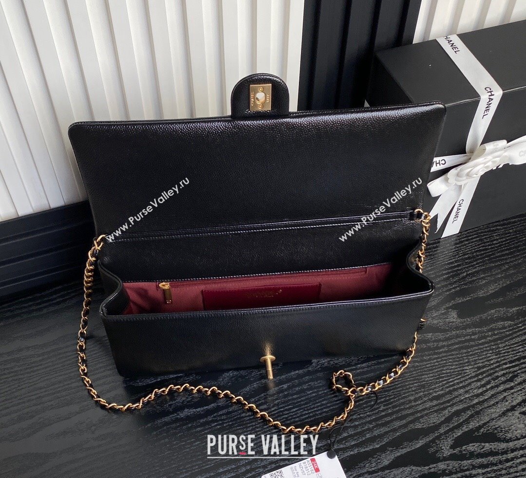 Chanel Grained Shiny Calfskin Maxi Clutch Bag with Chain AS5182 Black 2024 (yezi-241106082)