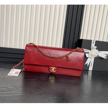 Chanel Grained Shiny Calfskin Maxi Clutch Bag with Chain AS5182 Red 2024 (yezi-241106083)