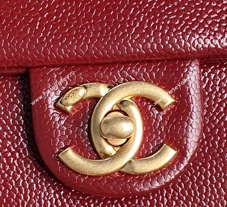 Chanel Grained Shiny Calfskin Maxi Clutch Bag with Chain AS5182 Red 2024 (yezi-241106083)