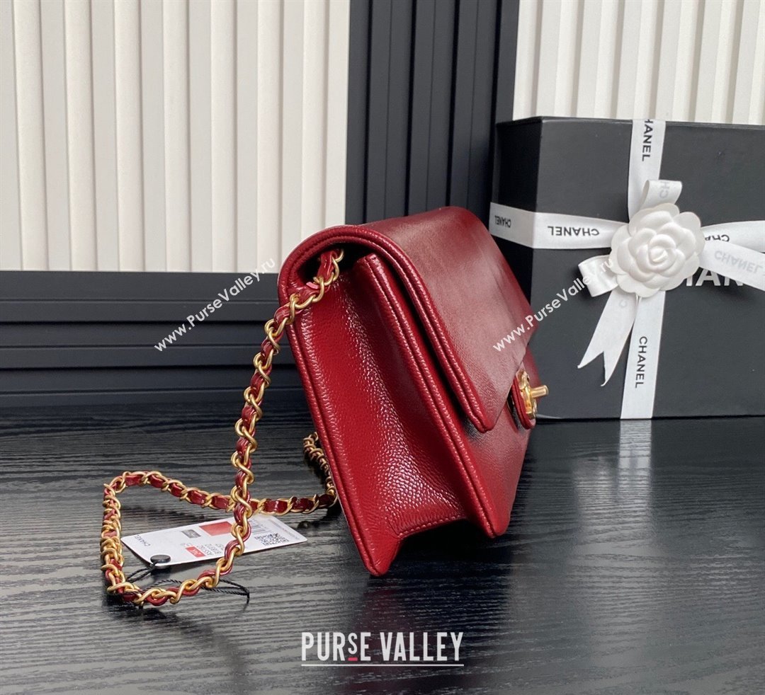 Chanel Grained Shiny Calfskin Maxi Clutch Bag with Chain AS5182 Red 2024 (yezi-241106083)