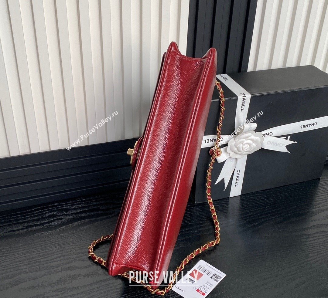 Chanel Grained Shiny Calfskin Maxi Clutch Bag with Chain AS5182 Red 2024 (yezi-241106083)