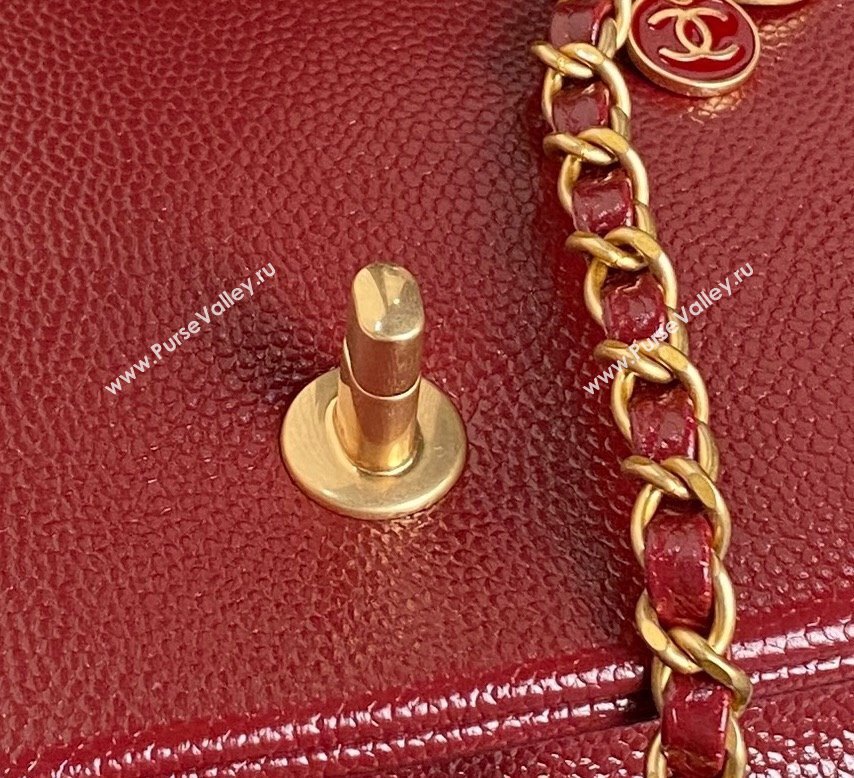 Chanel Grained Shiny Calfskin Maxi Clutch Bag with Chain AS5182 Red 2024 (yezi-241106083)