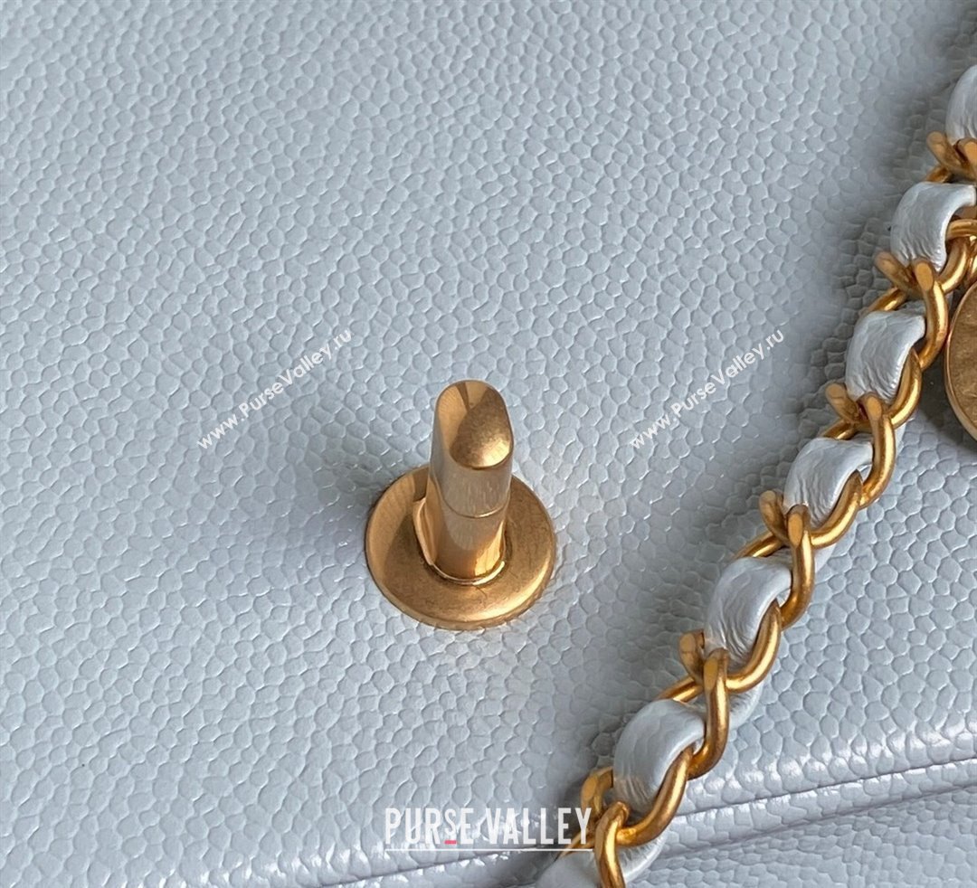 Chanel Grained Shiny Calfskin Maxi Clutch Bag with Chain AS5182 White 2024 (yezi-241106084)