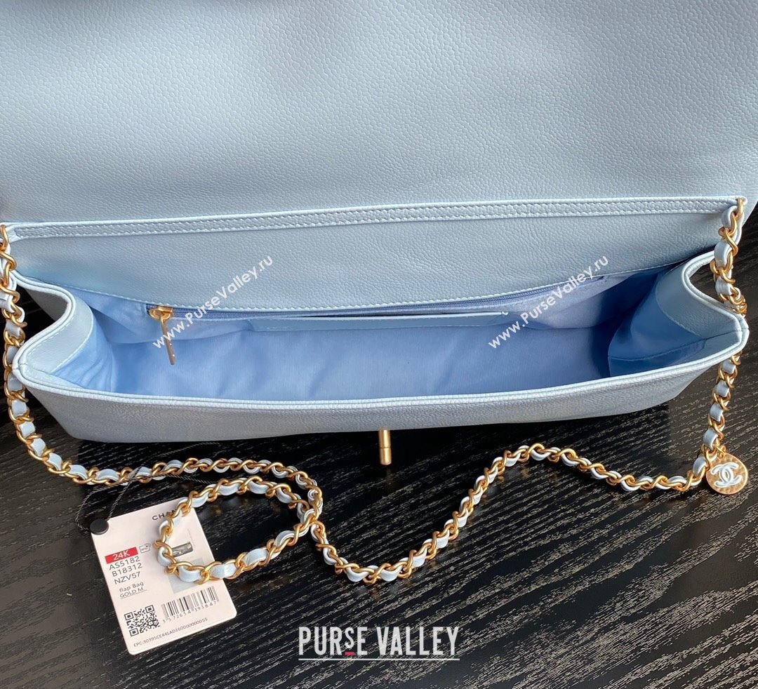 Chanel Grained Shiny Calfskin Maxi Clutch Bag with Chain AS5182 White 2024 (yezi-241106084)