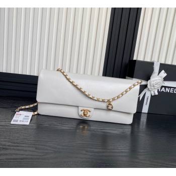 Chanel Grained Shiny Calfskin Maxi Clutch Bag with Chain AS5182 White 2024 (yezi-241106085)