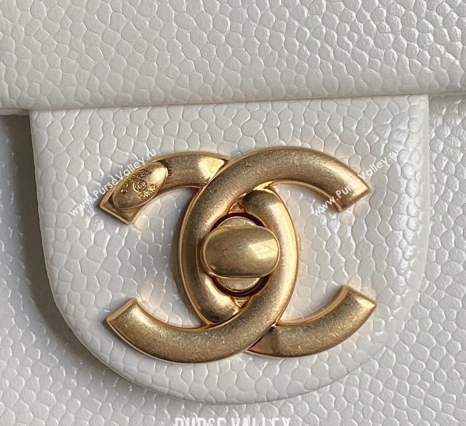 Chanel Grained Shiny Calfskin Maxi Clutch Bag with Chain AS5182 White 2024 (yezi-241106085)