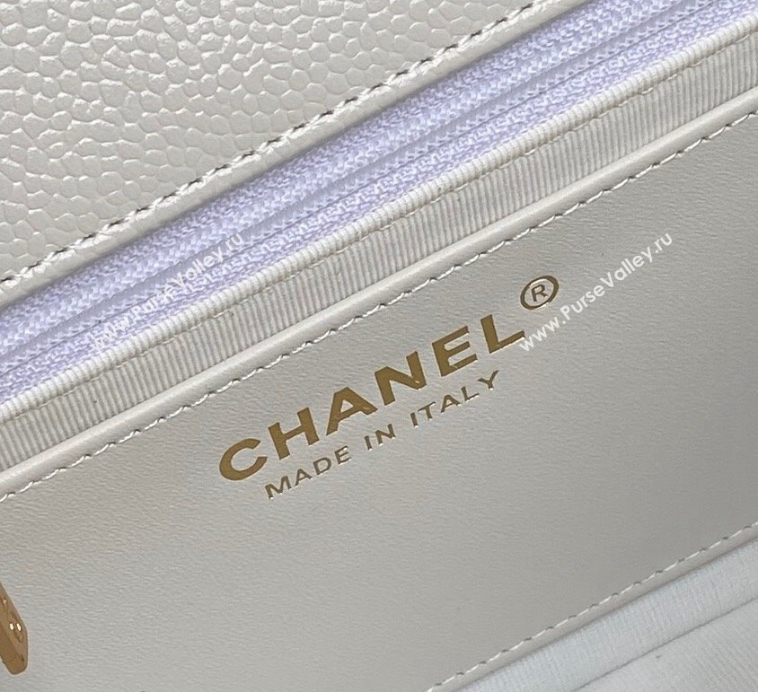 Chanel Grained Shiny Calfskin Maxi Clutch Bag with Chain AS5182 White 2024 (yezi-241106085)