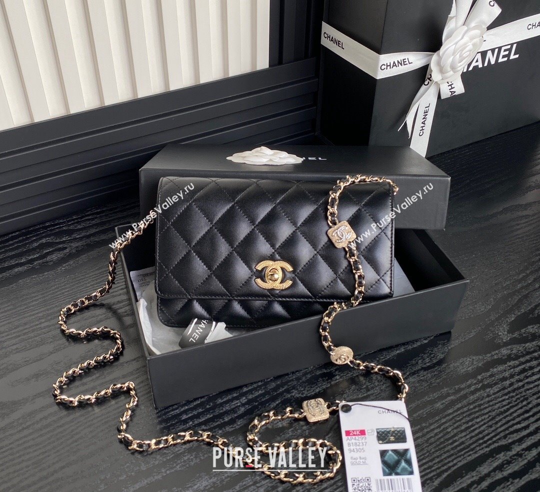 Chanel Lambskin Wallet on Chain WOC AP4299 Black 2024 (yezi-241106127)