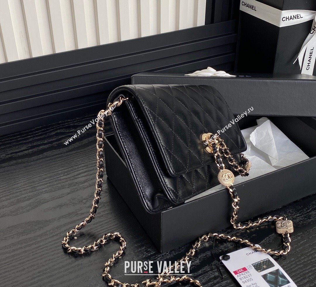 Chanel Lambskin Wallet on Chain WOC AP4299 Black 2024 (yezi-241106127)