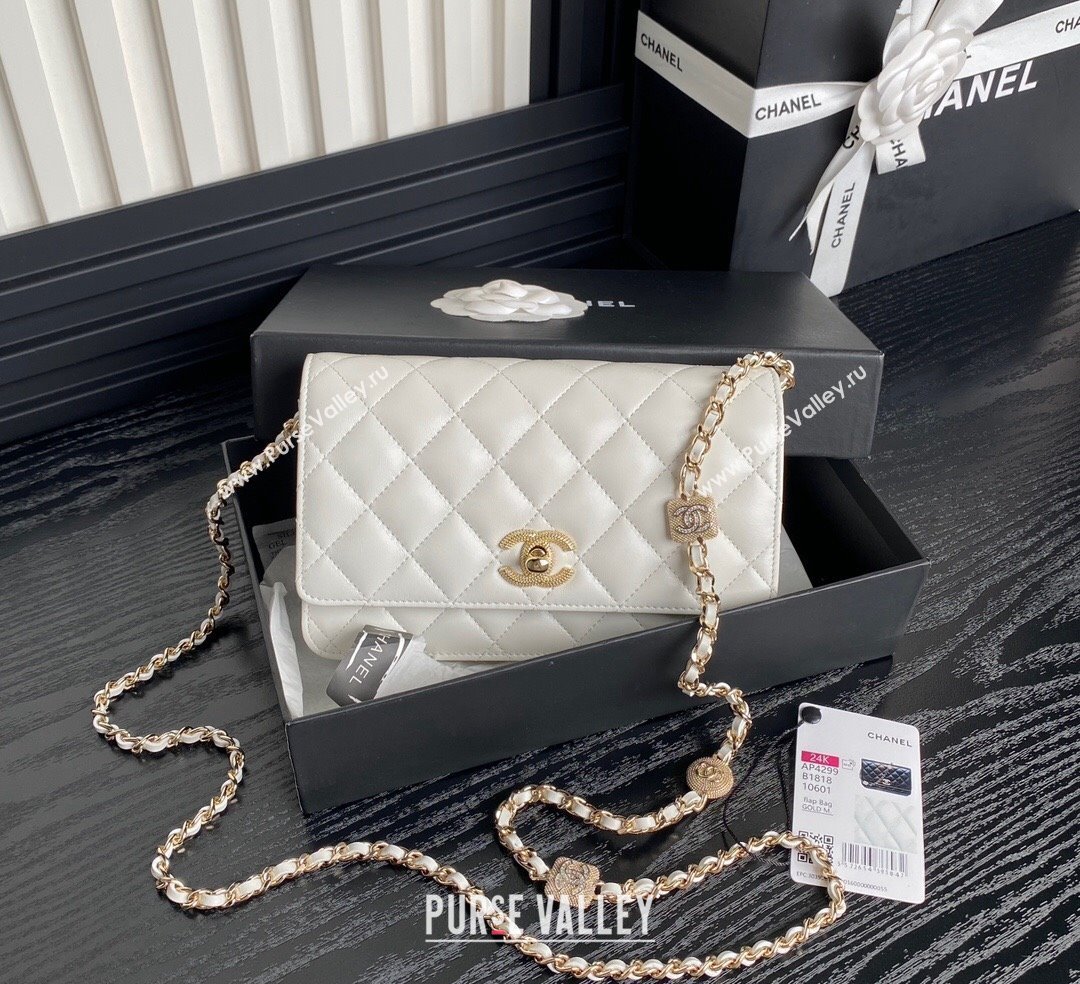 Chanel Lambskin Wallet on Chain WOC AP4299 White 2024 (yezi-241106128)