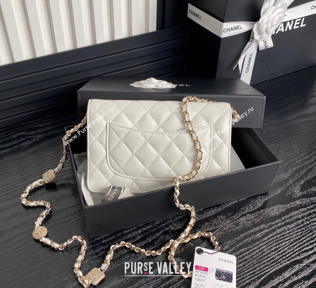 Chanel Lambskin Wallet on Chain WOC AP4299 White 2024 (yezi-241106128)