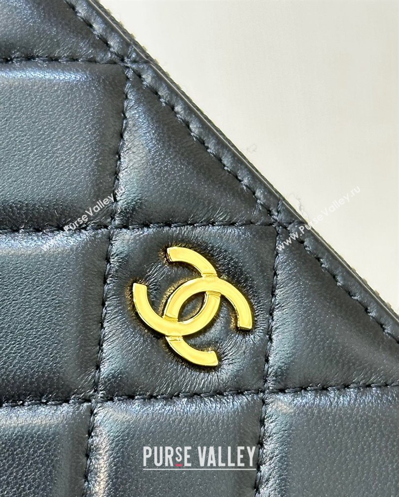 Chanel Lambskin Zip Wallet Black/Gold 2024 50097 (ssz-241106089)