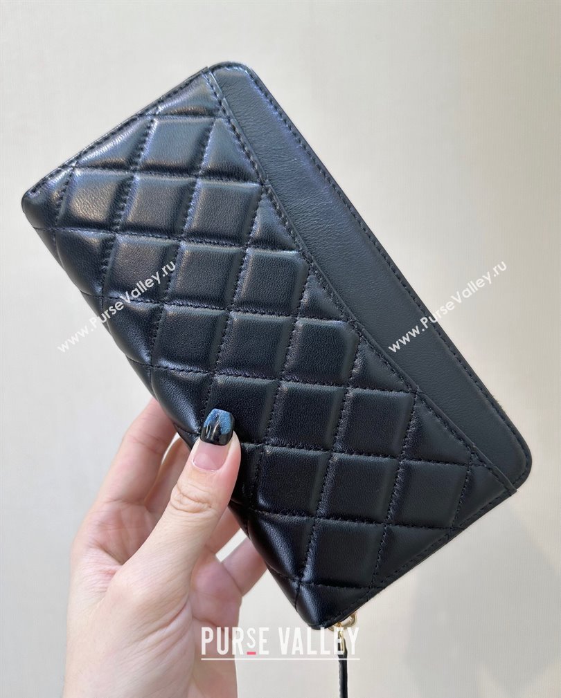 Chanel Lambskin Zip Wallet Black/Gold 2024 50097 (ssz-241106089)