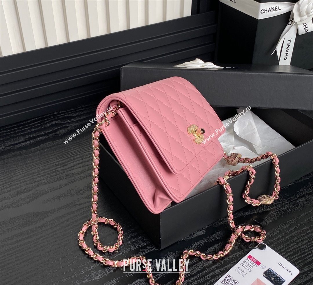 Chanel Lambskin Wallet on Chain WOC AP4299 Pink 2024 (yezi-241106129)