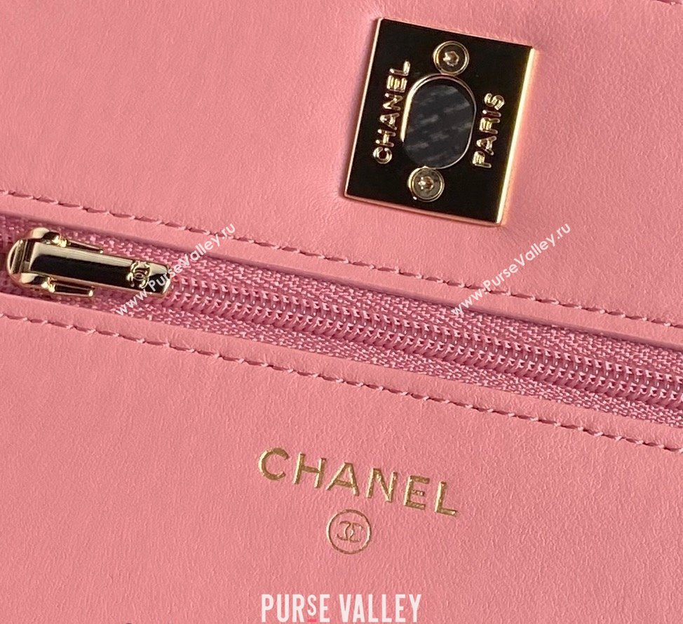 Chanel Lambskin Wallet on Chain WOC AP4299 Pink 2024 (yezi-241106129)