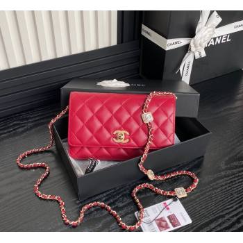 Chanel Lambskin Wallet on Chain WOC AP4299 Red 2024 (yezi-241106130)