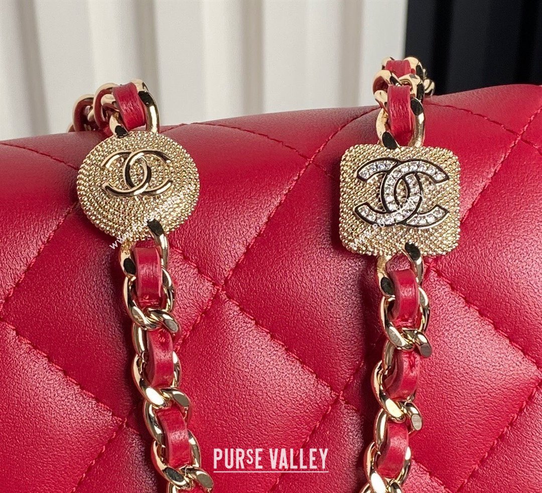 Chanel Lambskin Wallet on Chain WOC AP4299 Red 2024 (yezi-241106130)