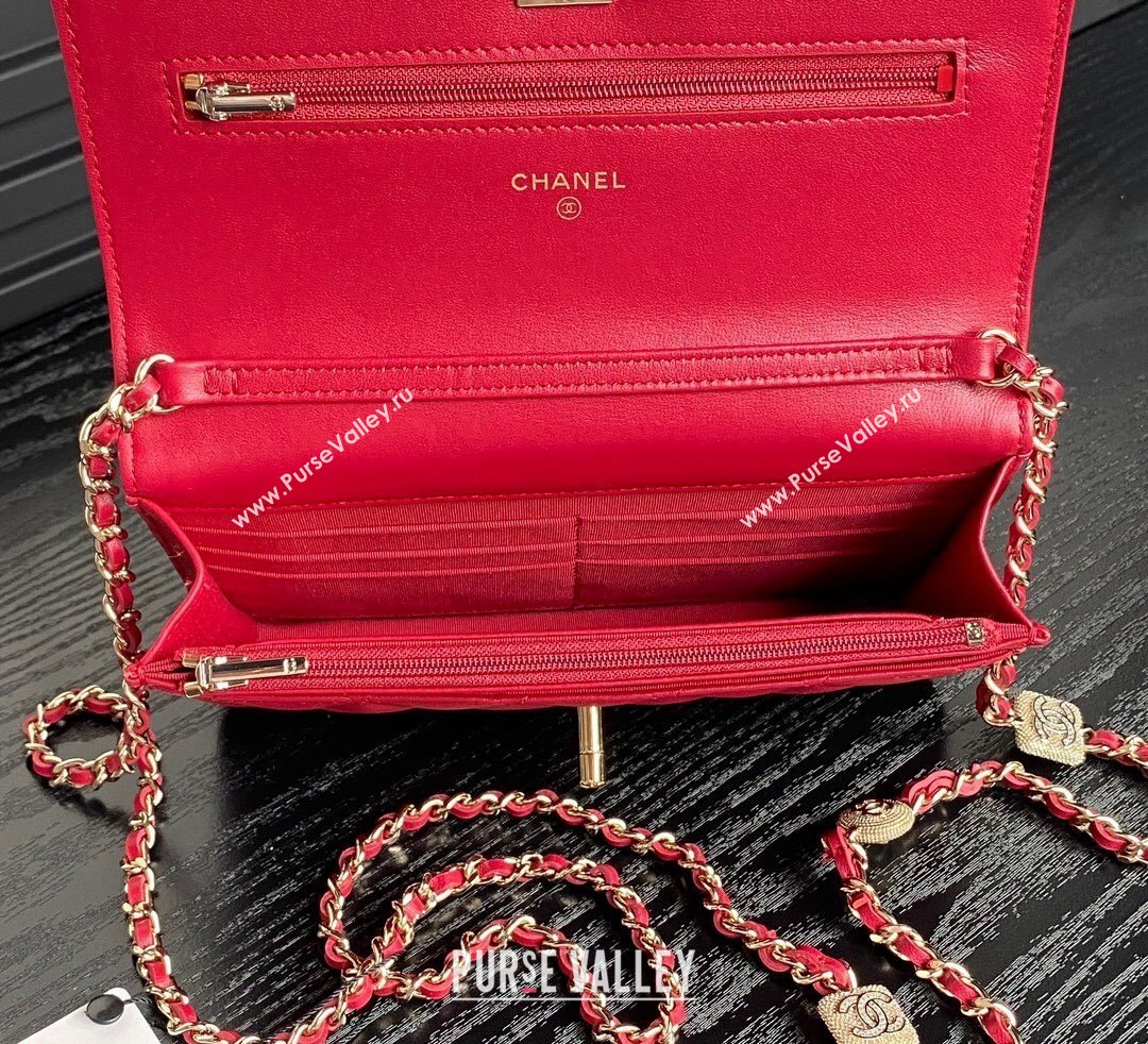 Chanel Lambskin Wallet on Chain WOC AP4299 Red 2024 (yezi-241106130)