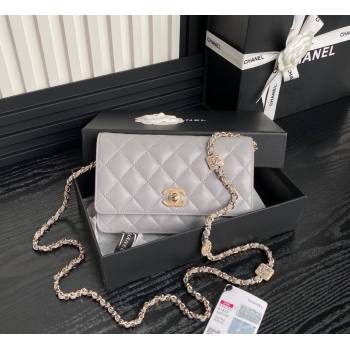 Chanel Lambskin Wallet on Chain WOC AP4299 Grey 2024 (yezi-241106131)