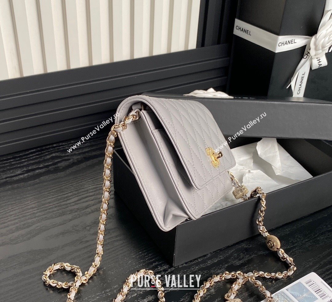 Chanel Lambskin Wallet on Chain WOC AP4299 Grey 2024 (yezi-241106131)