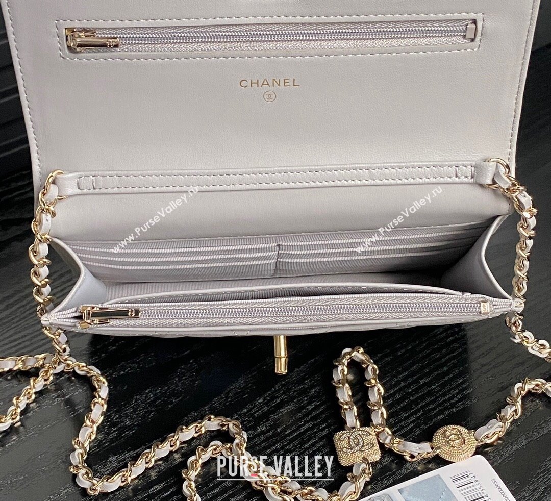 Chanel Lambskin Wallet on Chain WOC AP4299 Grey 2024 (yezi-241106131)